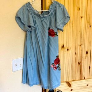 Light blue denim floral dress